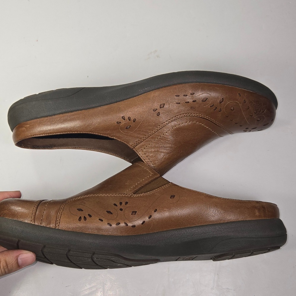 Abeo Edith PEW1062 Brown Leather Perforated Comfort Mules Clogs Womens 11 - Picture 6 of 12